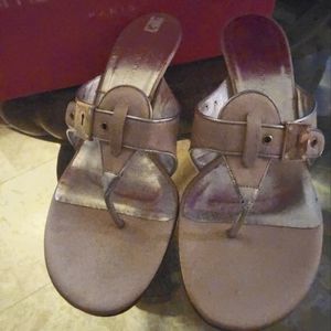 NEW Emanuel Ungaro  Champagne Sandal with kitten heel.